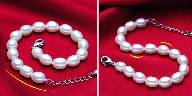 Real Natural Rice Pearl Bracelet 7inch