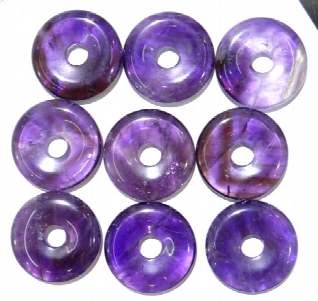 35mm Natural Stone Crystal Donut Pendant for DIY Jewelry Making