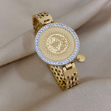 Chunky Punk Charm Leaf Wide Big Coin Stainless Steel Wide Bangle
