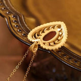 Silver Inlaid Heart-Shaped Pendant Necklace - Chinese Retro Jewelry