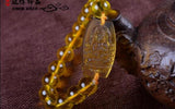 Natural Topaz Buddha Lucky Amulet Round Beads Bracelet Jewelry