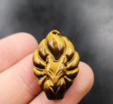 Tiger Eye Stone Fox Pendant, Nine-Tailed Fox Necklace