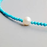 Turquoise Freshwater Pearl Beads Choker Necklace Natural Stone Jewelry For Women