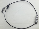 Gray Freshwater Pearl Leather Necklace, Bridal Gift