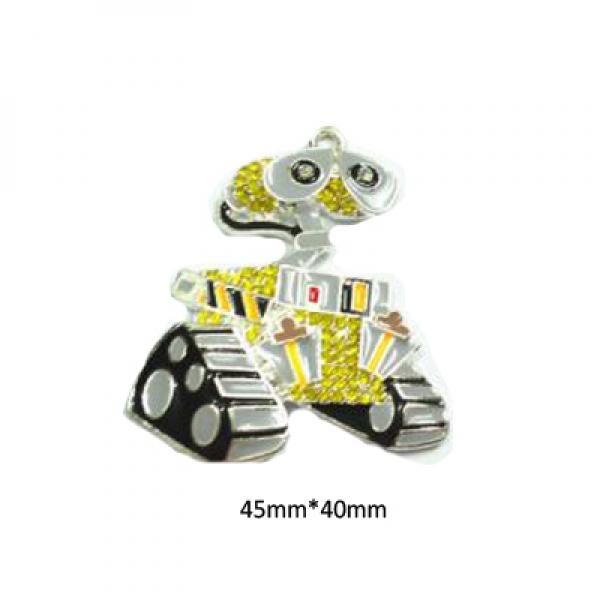 10pcs Enamel Rhinestone Robot Pendants for Kids Necklace