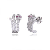 925 Silver Snake Crystal Stud Earrings Women Engagement Jewelry