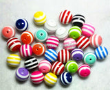 Chunky Striped Resin Round Beads for DIY Jewelry