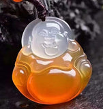 Natural Agate Crafted Buddha Pendant for Wealth & Luck Necklace