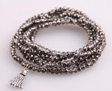 Crystal & Alloy Tassel Bead Yoga Bracelet