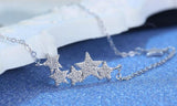 925 Sterling Plata CZ Stars Pendant Necklace Wedding Family Jewelry