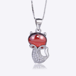 Stunning Silver Fox CZ Pendant Necklace