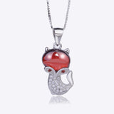 Stunning Silver Fox CZ Pendant Necklace