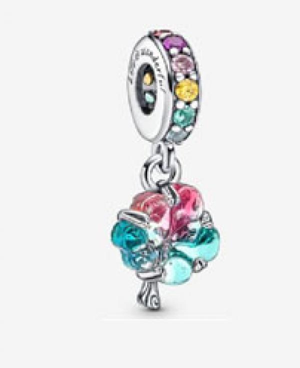 Spring Fly Deep Purple Pink Pansy Flower Beads Envelope Charm