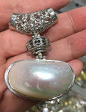 Large 48mm Mabe Keshi Pearl Necklace Crescent Pendant