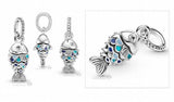 925 Silver Fish Scale Charm Pendant for Bracelet Bangle DIY Ocean Jewelry