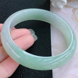 Zheru Jewelry Natural Burmese Jade 54-64mm Light Green Bracelet
