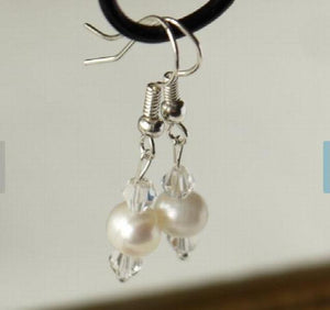 Pearl Earrings Multicolor Rice Freshwater Keshi Shell Silver Dangle