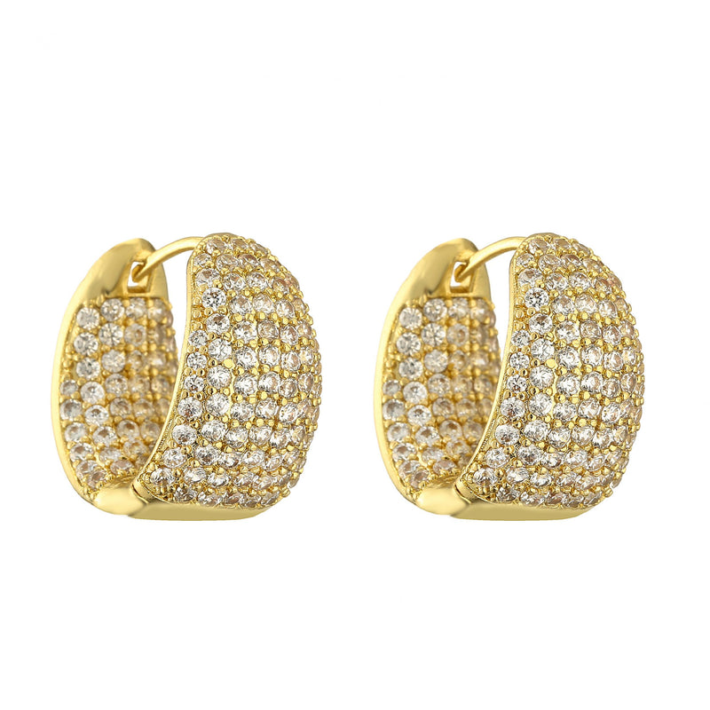 Gold Plated CZ Zircon Huggie Earrings for Women