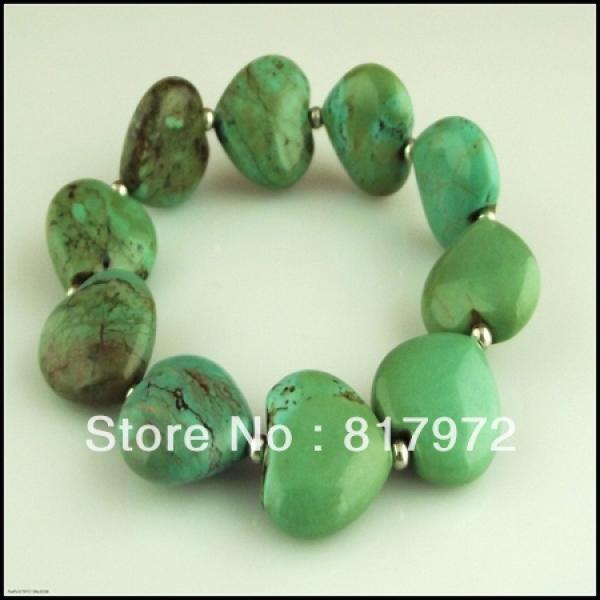 5pcs Love Heart Stone Howlite Bead Bangle Bracelet Adjustable Party Charm