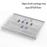 Grey Velvet Jewelry Tray Organizer Box Necklace Ring Earring Holder