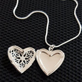 925 Silver Heart Photo Frame Pendant Necklace 18" Chain Wedding Jewelry