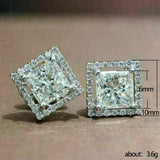 Classic Square CZ 925 Silver Stud Earrings CZ Crystal Women Men Party Brincos