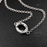 925 Sterling Silver Oval Prong Bezel Settings CZ Stone DIY Charm Bracelet