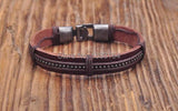 Brown Leather Hemp Braided Surfer Wristband Mens Bracelet