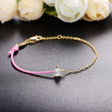 925 Silver Zircon Pink Bracelet Girl Gift Romantic Chain Ranneke Jewelry