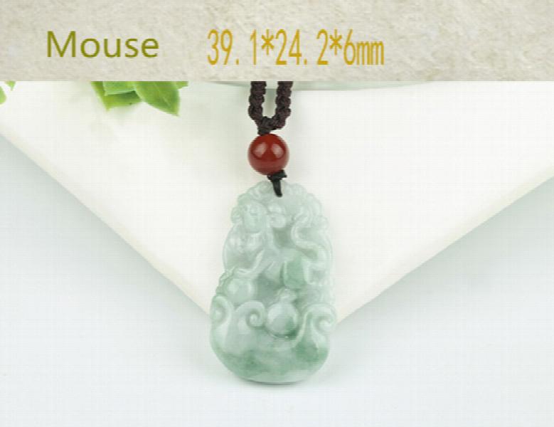 Burma Jadeite Pendant Carved Lucky Amulet Zodiac Jade Necklace With Chain