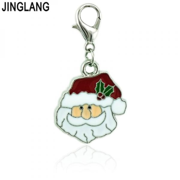 Christmas Style Enamel Santa Lobster Clasp Charms Metal Pendant DIY