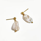 Freshwater Pearl Charm Stud Earring Minimalist Baroque Design