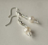 Pearl Earrings Multicolor Rice Freshwater Keshi Shell Silver Dangle