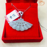 Burmese Ajadeite Jade Plum Pendant with 925 Sterling Silver Necklace