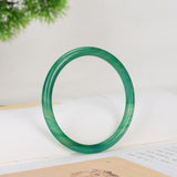 Zheru Jewelry Natural Agate Chalcedony Green Thin Round Bracelet 54-64mm