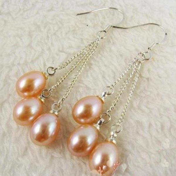 Pink Freshwater Pearl S925 Silver Earrings for Women