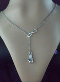 Lucky 8 & Boxing gloves charm sweater chain necklace