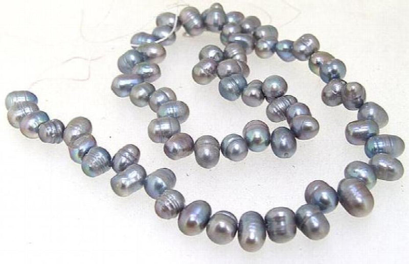 6MM Grey Baroque Cultured Freshwater Pearl Loose Beads 14inches AA