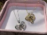 Colorful Butterfly Projection Necklace with Heart Shape Picture Pendant