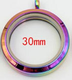 5pcs Rainbow Screw Top Floating Locket Stainless Steel Glass Jewelry