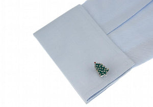 Sunnylink Green Christmas Tree Cufflinks for Shirt