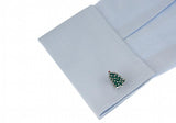 Sunnylink Green Christmas Tree Cufflinks for Shirt