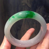 Zheru Jewelry Natural Burmese Light Green Jade Light Purple 54-64mm Bracelet