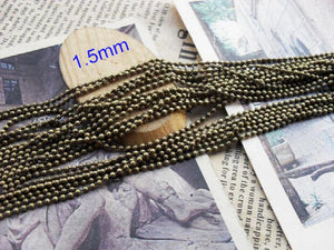 10m 1.5mm Ball Chain Antique Brass DIY Necklace Bracelet Anklet