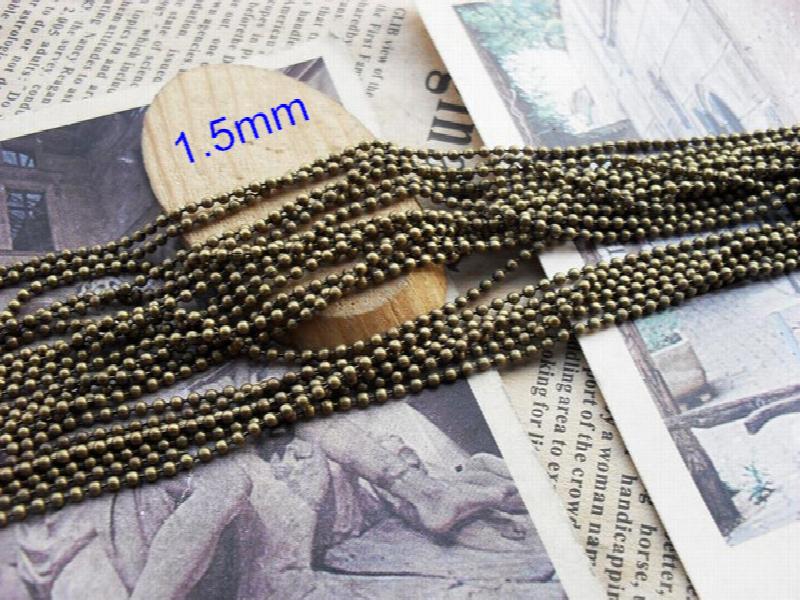 10m 1.5mm Ball Chain Antique Brass DIY Necklace Bracelet Anklet