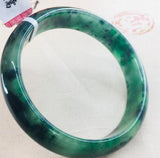 Natural Jadeite Bracelet Dark Green Bicolor 54-62mm Female Jade Bracelet