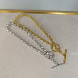 Padlock Pendants Beaded Necklace Bracelet Set Punk Jewelry