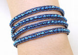 Crystal Faceted Wrap Bracelet Bangle Woven Button Jewelry