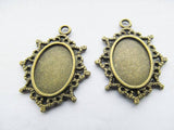 50pcs Antique Silver/Bronze Oval Flower Border Base Setting Tray Bezel Pendant