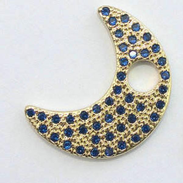 New Moon Zircon Pendant Set, 15*20mm, 10pcs/lot, Jewelry Accessories